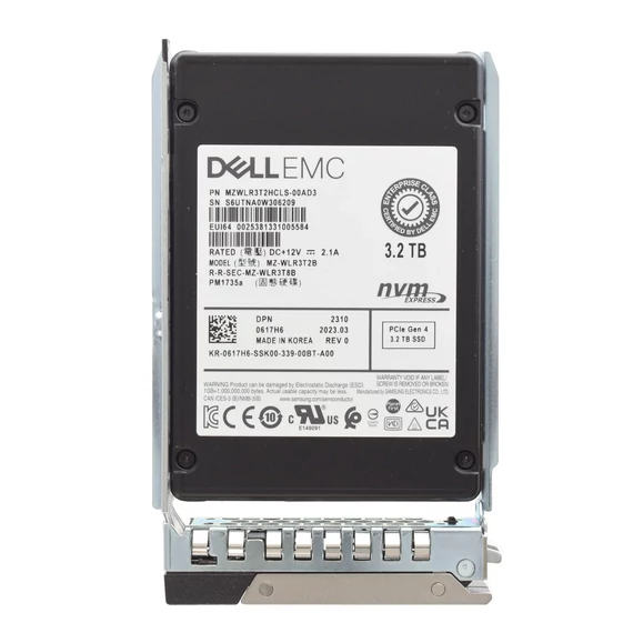 Dell EMC Samsung 2.5" 3.2TB MU Gen 4 x8 NVMe SSD Drive - 617H6 MZ-WLR3T2B